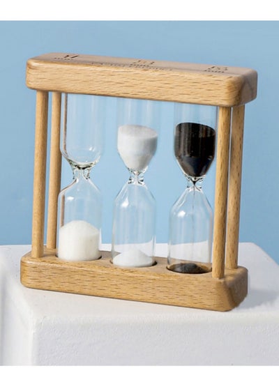 اشتري Wooden Sand Hourglass Timer Wood Frame Hourglass Sandglass Sand Clock Timer 1+3+5 Minute Mini Sand Timer Decoration Small Gift for Games Classroom Home Office Decoration في السعودية