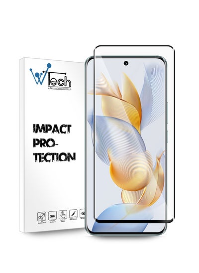 Buy Premium E2E Full Glue Full Cover Tempered Glass Screen Protector For Honor 90 5G 2023 Clear/Black in UAE