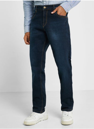 Buy Thomas Scott Men Smart Regular Fit Light Fade Stretchable Jeans in UAE