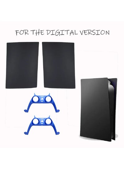 Buy Replacement Dust and Scratches Resistant Cover for Playstation 5 - Black + 2 Blue Controller Covers in Saudi Arabia