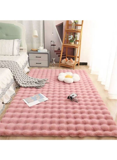 Buy 60x120cm Solid Colour Reversible Plush Plush Blanket, Fluffy Comfort Plush Comfort Microfibre Blanket for Sofa Bed, Pink in UAE