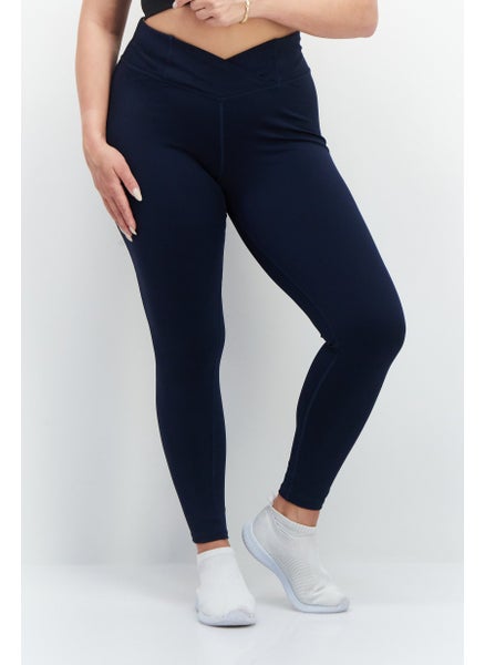 Buy Women Sportswear Fit Plain Training Leggings, Navy in UAE