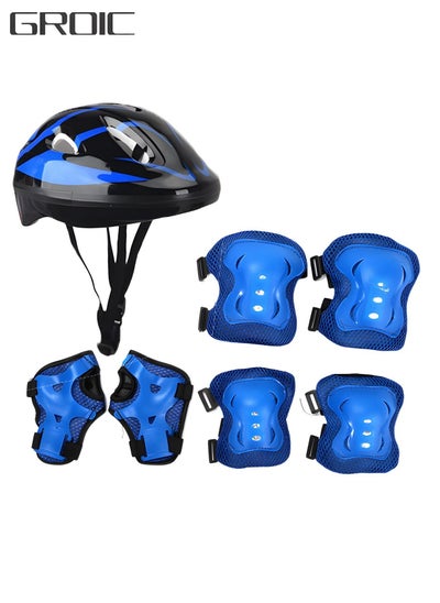 اشتري Kids Protective Gear Adjustable Protective Helmet,Kids Helmet Knee Elbow Pads Wrist Guard Sport Protective Gear Adjustable Scooter Skateboard Roller Bike Skate Cycling Safety Set في السعودية