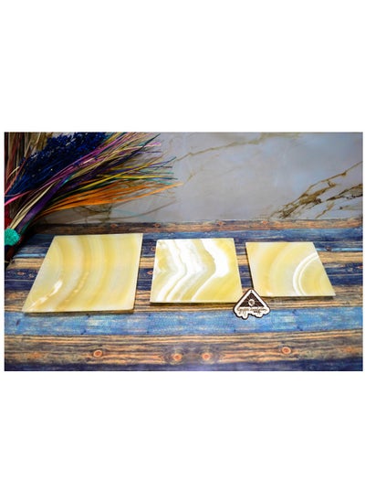 Buy A set of healthy square dishes made of alabaster stone from Egypt Antiques, handmade 100% natural in Egypt