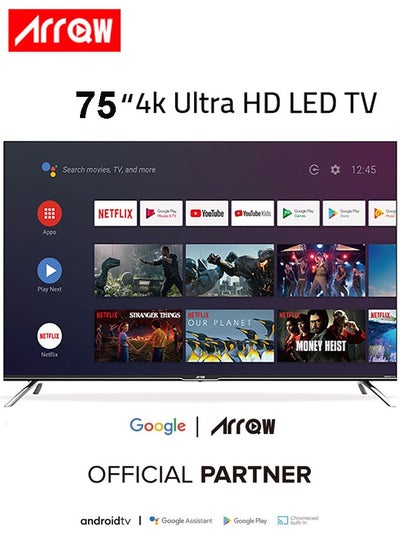 Buy ARRQW 75 Inch LED 4K UHD HDR Smart TV Frameless Design HDR Dolby Vision Certified Android 11|RO-75LCS in Saudi Arabia