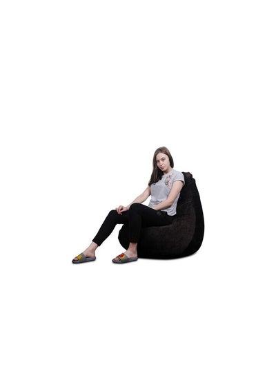 Buy Comfy Classic Soft & Fluffy Large Adult Size Velvet Black Bean Bag With Virgin Bouncy Beans in UAE