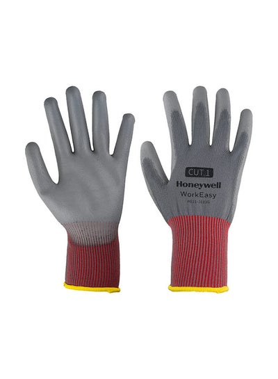 Buy 1-Pair Honeywell Work Easy 13G GY PU Mechanical And Cut Resistance Hand Protection Gloves Medium Grey in UAE