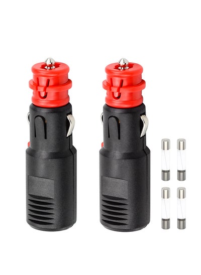 اشتري 2Pcs Car Cigarette Lighter Adapter with 10A Fuse Universal Plug for Cigarette Lighter Socket 12V to 24V Universal Cigarette Lighter Plug, Random Tinning and Screw Connections. في الامارات