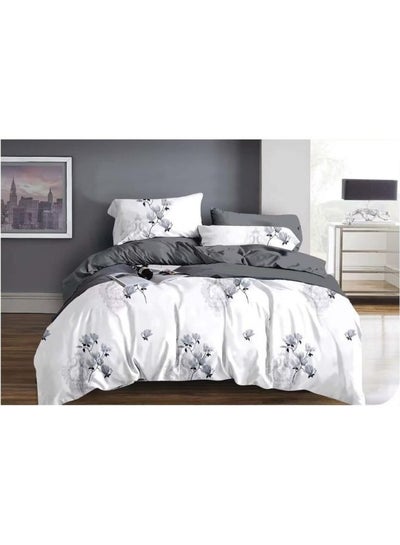 Buy 6Pcs King Size 100% Washed Cotton Bedding Set Luxury Soft Zipper Closure Duvet Cover Set with Deep Pocket Fitted Sheet and 4 Pillowcases Solid Color Pattern Duvet Cover King Size(No Comforter) in UAE