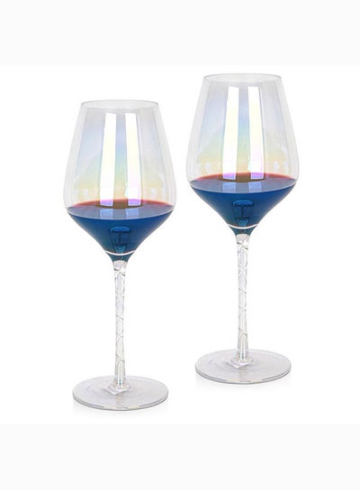 Buy 2 Piece Red Wine Glasses Set 500 ml Modern Glassware Set For Kitchen Premium Barware Cocktail Glasses L 8x8 X H 25.5cm in UAE