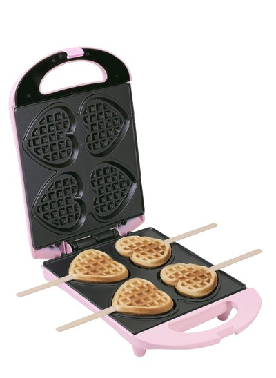 Buy Waffle Iron for Heart Waffles on Handle, 780W, Pink in UAE