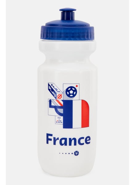 Buy FIFA World Cup 2022 France Sports Water Bottle 550 ml, White/Blue in UAE