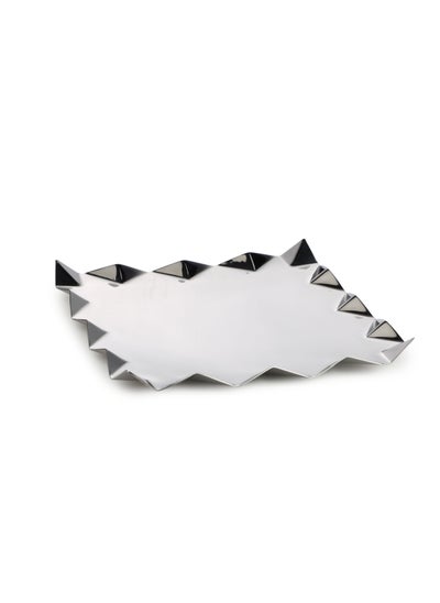 اشتري ARTTDINOX Designer Stainless Steel Square Platters | Corporate Gifting | Zig Zag Serving Tray for Food Dessert Fruit Coffee Tea | Criss Cross Series في الامارات