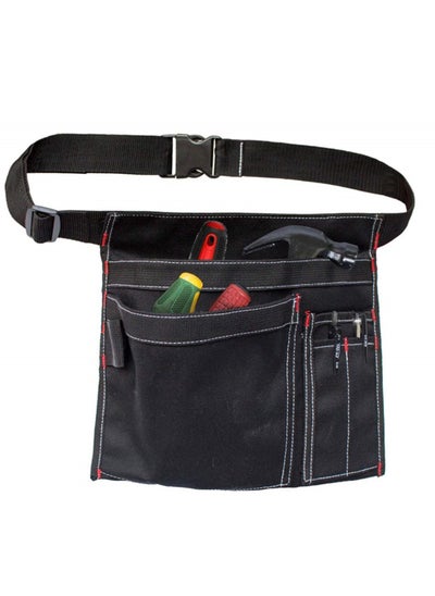 اشتري Multifunctional Canvas Tool Belt Pouch with Adjustable Belt Clip, 12OZ Waist Apron for Workshop Storage, Woodworking Tools, Screwdrivers, and Gardening, Black في الامارات