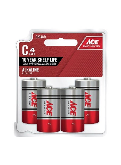 Buy 4-Piece C Ultra Alkaline Multipurpose Durable Batteries Silver and Red 11.6 x 4.4 x 10.2 cm LR14UD-4DB in Saudi Arabia