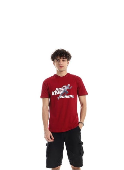 Buy Mesery Cotton Printed T-Shirt For Men - Maroon in Egypt