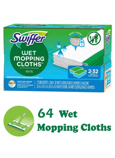 Buy 64-Piece Sweeper Textured Wet Mopping Cloth Refill With TRAP + LOCK Technology in UAE