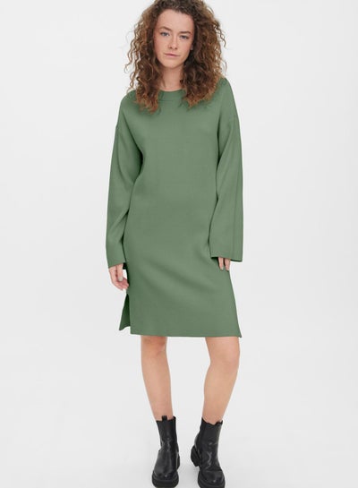 Buy Round Neck Knitted Dress in UAE