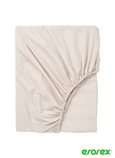 Buy Fitted sheet beige 140x200 cm in Saudi Arabia