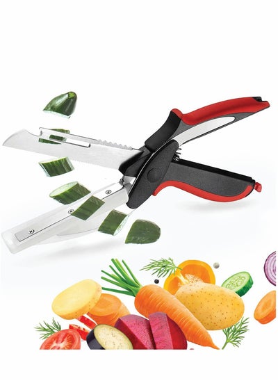 Buy Kitchen Scissor, Universal Clever Food Choppers Slicer Cutter With Cutting Board Ideal Tool Removable Multi-Purpose for Picnics Food Vegetable Baby Food Supplement Scissors, Picnic BBQ Tools in Saudi Arabia