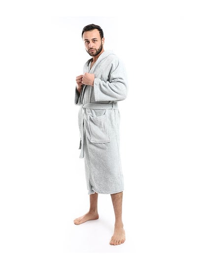 Buy MEHALLA Bath Robe - Basic Hood -  Light Gray in Egypt