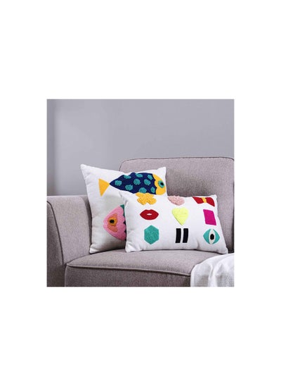 اشتري Maxmima Emoji Embroidered Filled Cushion 30x50cm-white في الامارات