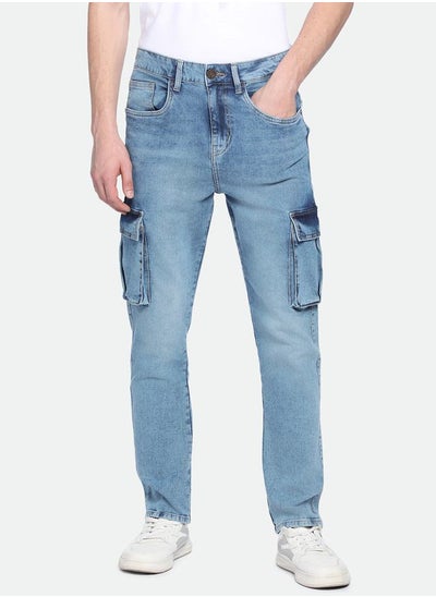 Buy Slim Fit Cargo Jeans with Belt Loops in Saudi Arabia