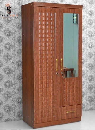 Buy 2 Door Wooden Wardrobe Cabinet Cupboard Engineered Wood Perfect Modern Stylish Heavy Duty With Mirror in UAE