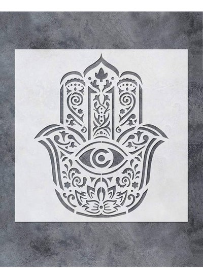 Buy Hamsa Hand Mandala Wall Decor Stencil 12x12 Inch Yoga Studio Decor Hand Art Painting Stencil for Wood Wall Furniture Floor Tiles Fabric Art Painting in UAE