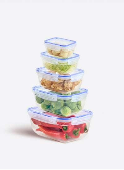 Buy Dunia Fresh & Lock Rectangular 5-Piece Plastic Cans Set for Refrigerator With Airtight Lid - Storage Solution - BPA-Free | Lead-Free (400-800-1400-2300-4000 ML) in Egypt