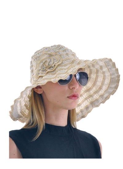 Buy Women Folding Vintage Outdoor Sun Hats for Beach Garden Travelling UV Protection in UAE