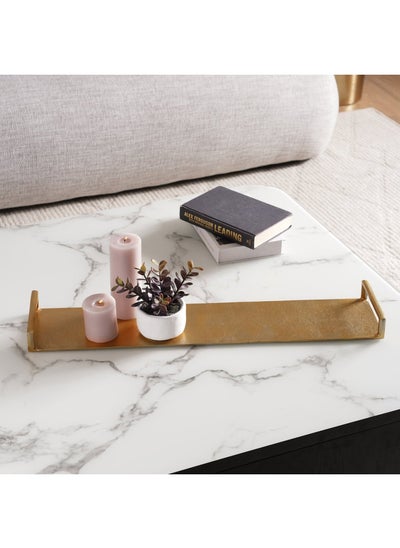 اشتري Dover Rectangular Metal Decor Tray With Handle76X16X5Cm- Gold في الامارات