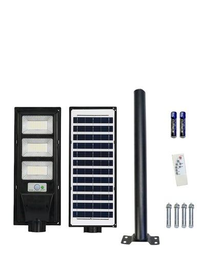 Buy 500W outdoor LED solar light with solar panel, remote control, motion sensor, road pillar, IP67 waterproof, suitable for streets, courtyards, playgrounds, parking lots in Saudi Arabia