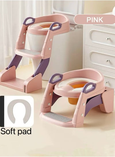 Buy Foldable Baby Potty Seat, 3-in-1 Toilet Potty Training Seat, Kids Toilet Seat, Toddlers Potty Training Toilet Seat, Kids Potty Training Seat Step Stool Ladder, Potty Chair with Anti-Slip Pads, Soft Seat Pad, Splash Guard, 1-8 years Boys Girls; Foldable Toilet Seat in UAE