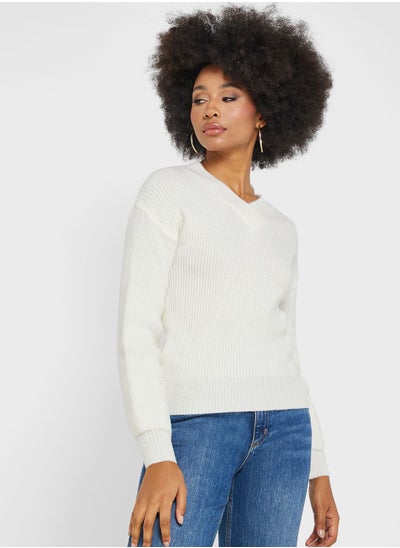 Buy V Neck Detail Sweater in Saudi Arabia