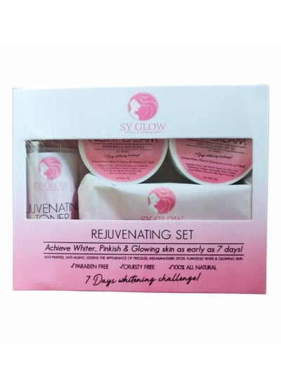 Buy Rejuvenating Set for Whiter, Pinkish, and Glowing Skin, Complete Set Includes Night Cream 10g, Soap 135g, Toner 60ml, and Day Cream SPF 30 10g. in UAE