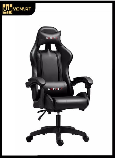 Buy Computer Gaming Chair, Ergonomic High Back Gaming Chair, Tilt and Height Adjustable Computer Chair with Neck Massaging Lumbar Support, Comfort Armrest Headrest Black in Saudi Arabia