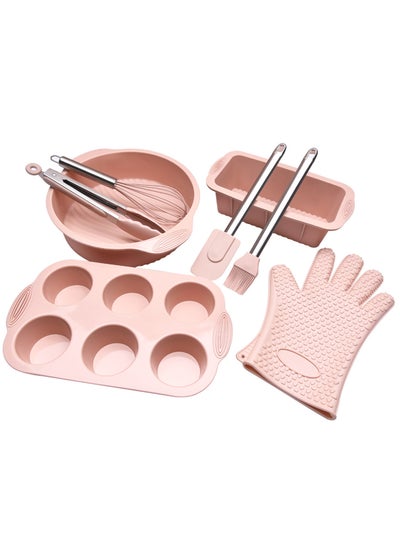 اشتري 8-Piece Home Baking Cake Silicone Mold Baking Pan Tool Set في الامارات