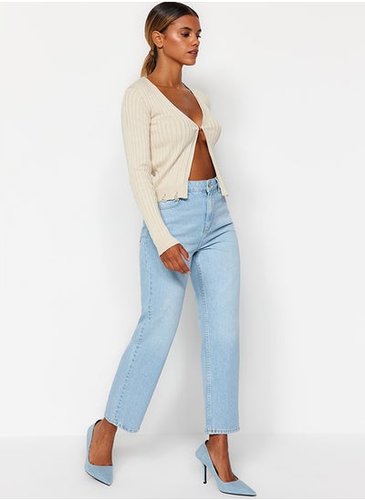 Buy Light Blue High Waist Straight Jeans TWOAW24JE00082 in Egypt