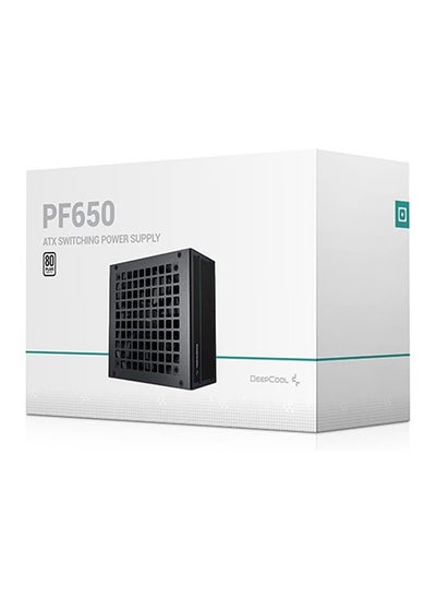 اشتري Deepcool PF650D 80 Plus Standard Power Supply, 650 Watts, 120mm Fan Size, Hypro Bearing, Active PFC + Double Tube Forward, Taiwan Bulk Capacitor, OPP/OVP/SCP Protection, Black في الامارات