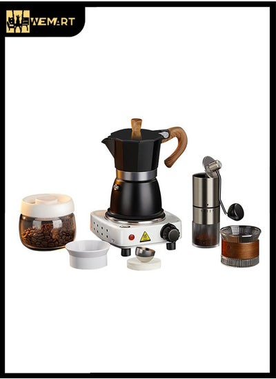 Buy Wemart V60 Coffee Set Premium Handmade Coffee 8-piece Set 300ml Portable Electric Mini Moka Pot with Heated Base, Grinder, and Vacuum Coffee Bean Storage Tank, Suitable for Home, Outdoor, and Office in Saudi Arabia