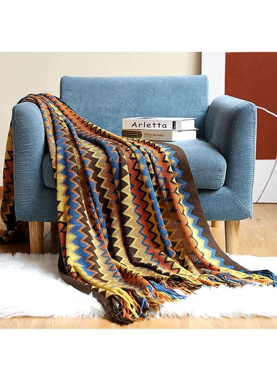 Buy Throw Blanket, Home Decor Stripe Woven Blanket with Tassels, Super Soft Cozy Lightweight Warm for Chair Bed Couch Decorative, Knit Throw Blankets for Bed Couch Sofa Office (brown) in Saudi Arabia