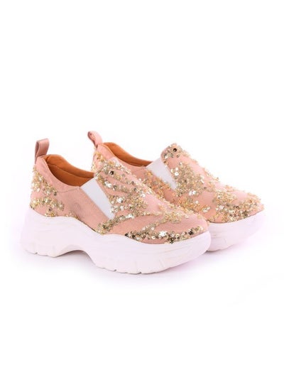 Buy Embroidered Mesh Slip On Sneakers Beige in Egypt