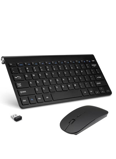 Buy 2.4Ghz Wireless Keyboard & Mouse Combo, Ultra Thin Portable Keyboard with USB Receiver Compatible with Computer, Office Laptop, Desktop, PC, Mac, And For Windows XP/Vista/7/8/10, OS/Android - Black in UAE