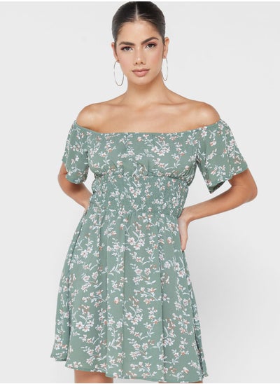 Buy Printed Off Shoulder Dress in Saudi Arabia