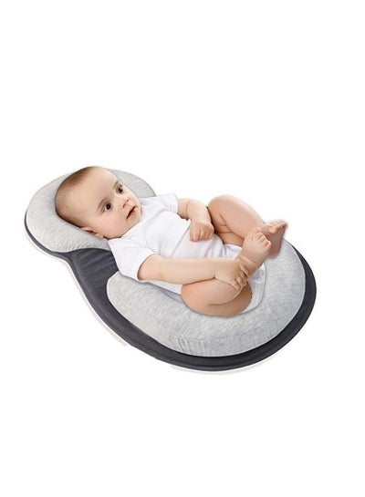 اشتري Baby Head Support And Shape Pillow Infant Sleeping Position Pad Defensive Stereotypes Pillow for Kids Black/Grey 37X28Cm في الامارات
