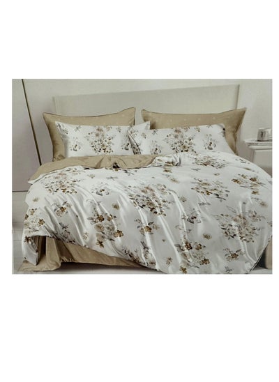 Buy Comforter set 6pcs set glazed cottonKing size 1-PC fitted bedsheet 200 * 200cm,1-PCS Comforter 220 * 240 fixed, 4PCS Super Soft Pillowcases in UAE