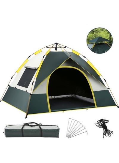 Buy 3-4 Person Camping Dome Tent Quick Setup Outdoor Tent Windproof & Rainproof Ultraviolet Protecting Shelter with 2 Door & 2 Window for Outdoor Camping Hiking Backpacking Beach（Dark Green） in UAE