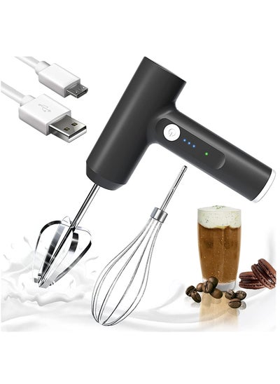 Buy Hand Mixer, Cordless Electric Whisk with 3-Speed Self-Control, 304 Stainless Steel Beaters for Butter Tarts, Cakes, Cookies in Saudi Arabia