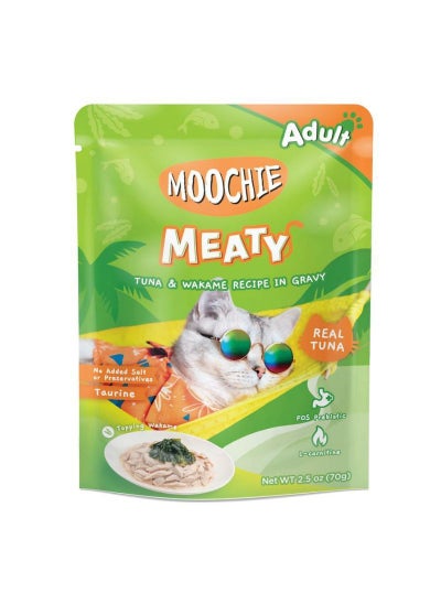 Moochie Meaty Taurine Rich Wet Cat Food Pouch Tuna & Wakame In Gravy ...